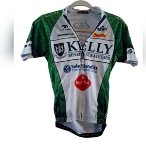 Mt. Borah Bike Jersey Short Sleeve Full Zip  Size XS Green with Black and White